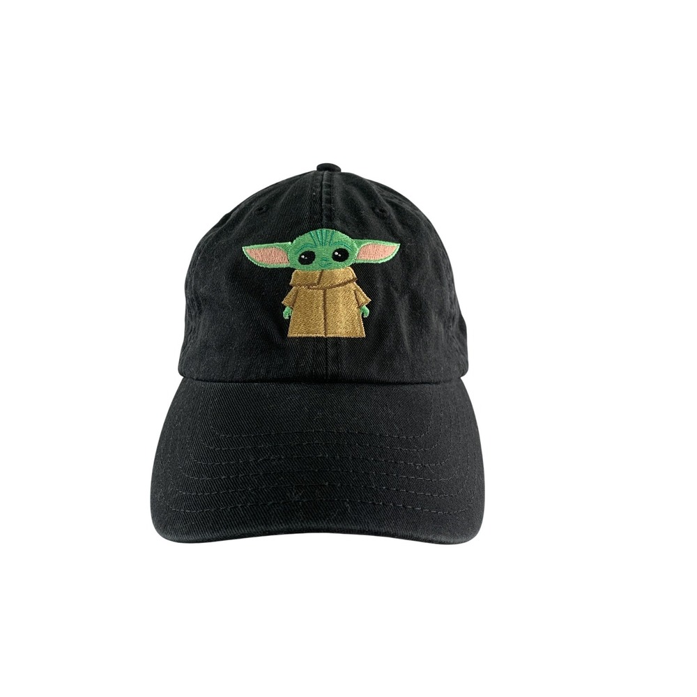Star Wars Baby Yoda Grogu Hat Cap Strap Back Black Mandalorian Embroidered Youth